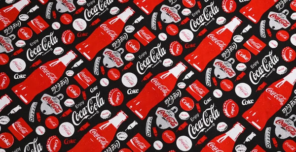 Coke 3 prints red! 1 yard Printed Cotton Fabric, Fabric by Yard, Yardage Fabrics, Children Kids - fabrics-top