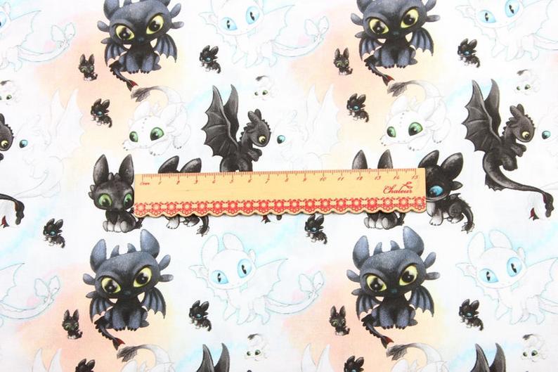 How to Train your Dragon Series 2 3 Color! 1 yard Printed Cotton Fabric, Fabric by Yard, Yardage Cotton Bag Fabrics, Children Fabrics - fabrics-top