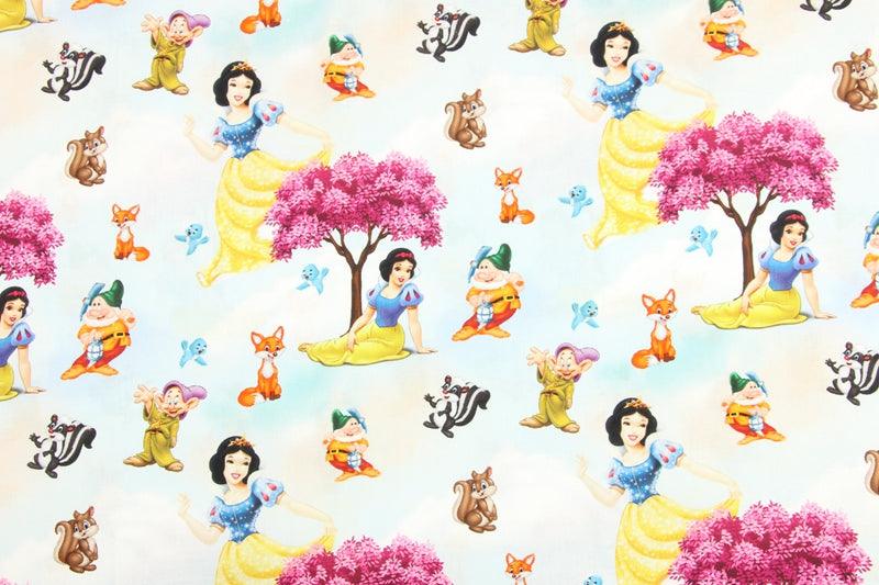 The Seven Dwarfs! 1 Meter Quality Printed Cotton Fabric, Fabric by Yard, Yardage Cotton Bag Fabrics Snow White - fabrics-top