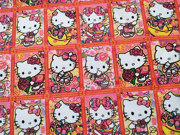 Hello Kitty Poly 2021 Chinese New Year Special red! 1 Meter Medium Polyester Fabric by Yard, Yardage for Garments, Mask Fabrics - fabrics-top
