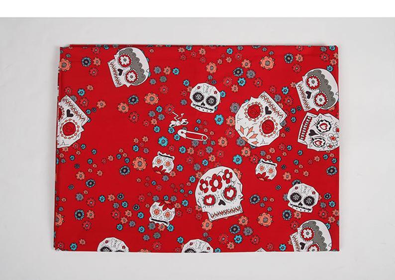 Skulls Red! 1 Meter Medium Thickness Plain Cotton Fabric, Fabric by Yard, Yardage Cotton Fabrics for  Style Garments, Bags - fabrics-top