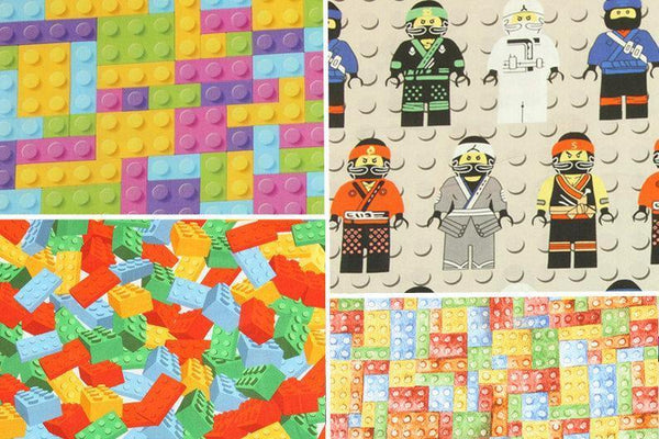 Lego theme Lego Ninjago 2 Prints! 1 Meter Medium Printed Cotton Fabric, Fabric by Yard, Yardage Cotton Bag Fabrics Lego Blocks