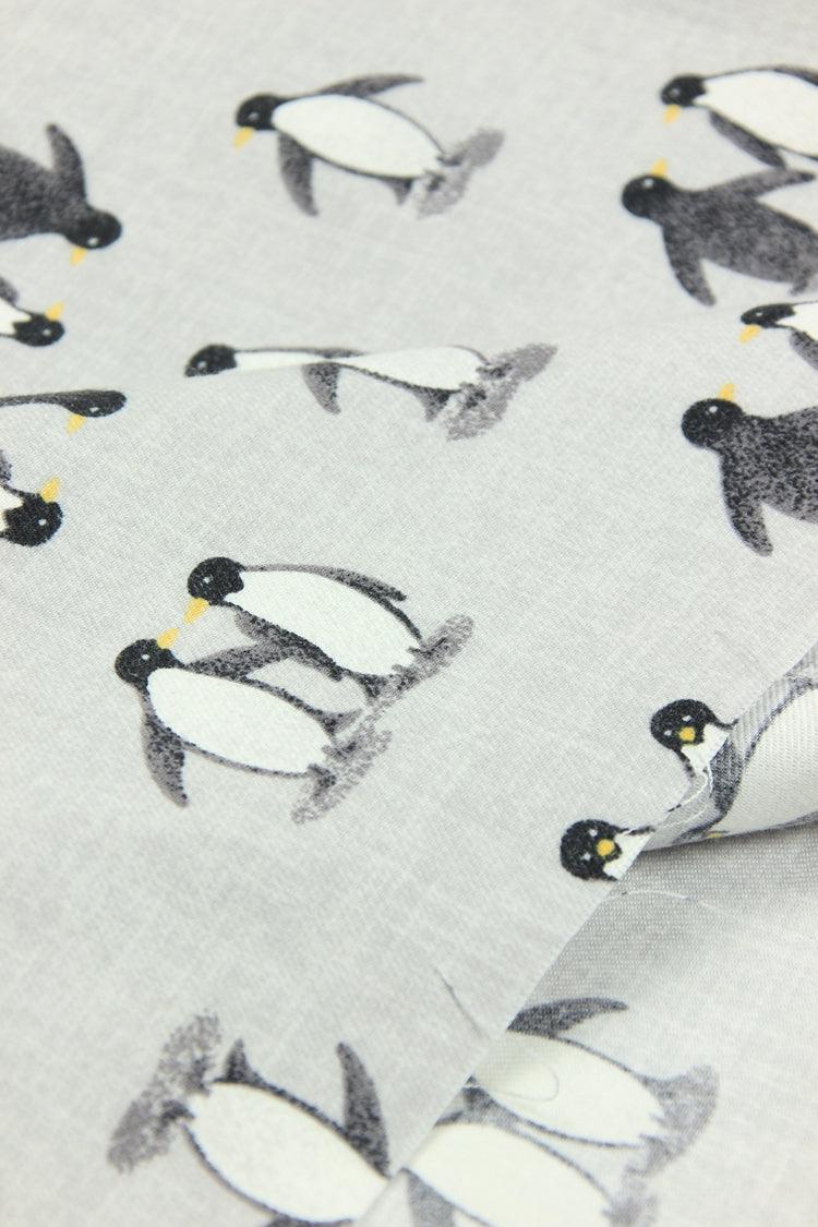 Penguins gray! 1 Meter Plain Cotton Fabric, Fabric by Yard, Yardage Cotton Fabrics for Style Garments, Bags - fabrics-top