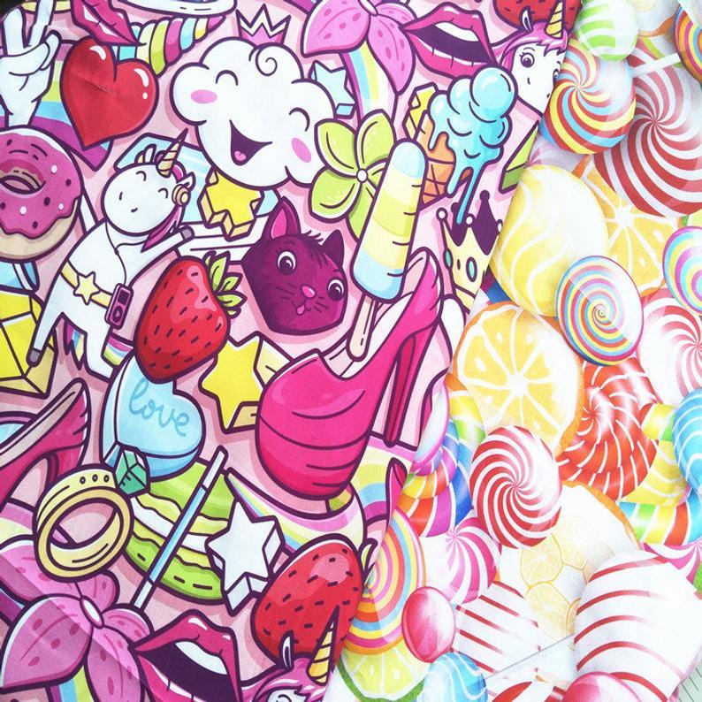 Sweet Pink Life! 1 Meter Printed Cotton Fabric, Fabric by Yard, Yardage Cotton Bag Fabrics, Children Fabrics,  Japanese - fabrics-top