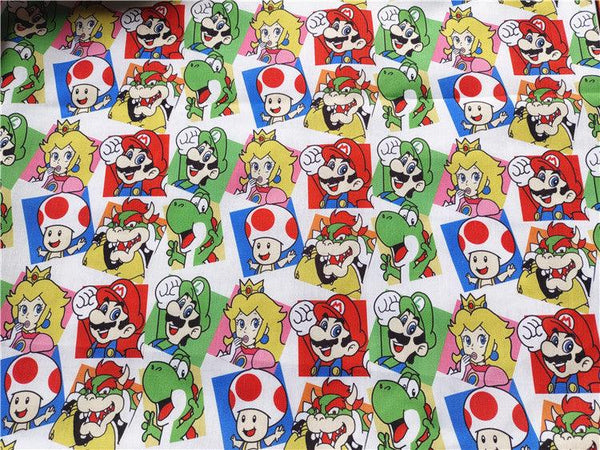 Super Mario and Friends red ! 1 Meter Light weight  Plain Polyester Blends Fabric, Fabric by Yard, Yardage Cotton Fabrics 2104 - fabrics-top