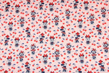 Minnie with Cherry pink! 1 Meter Light Weight  Cotton Fabric, Fabric by Yard, Yardage Cotton Fabrics for  Style Garment