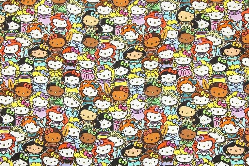 Hello Kitty Quality Prints Collection! 1 Meter Printed Cotton Fabric, Fabric by Yard, Yardage Bag Fabrics, Children Fabrics, Kids, Japanese - fabrics-top