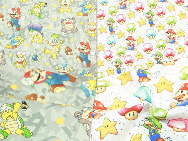 Super Mario and Friends 2 Colors! 1 Meter Top Quality Medium Thickness Plain Cotton Fabric, Fabric by Yard, Yardage Cotton Fabrics