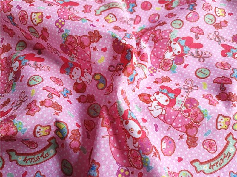 Hello Kitty Poly 6 Colors! 1 Meter Light Weight Polyester Fabric, Fabric by Yard, Yardage Cotton Fabrics for  Style Garments, Mask Fabrics - fabrics-top