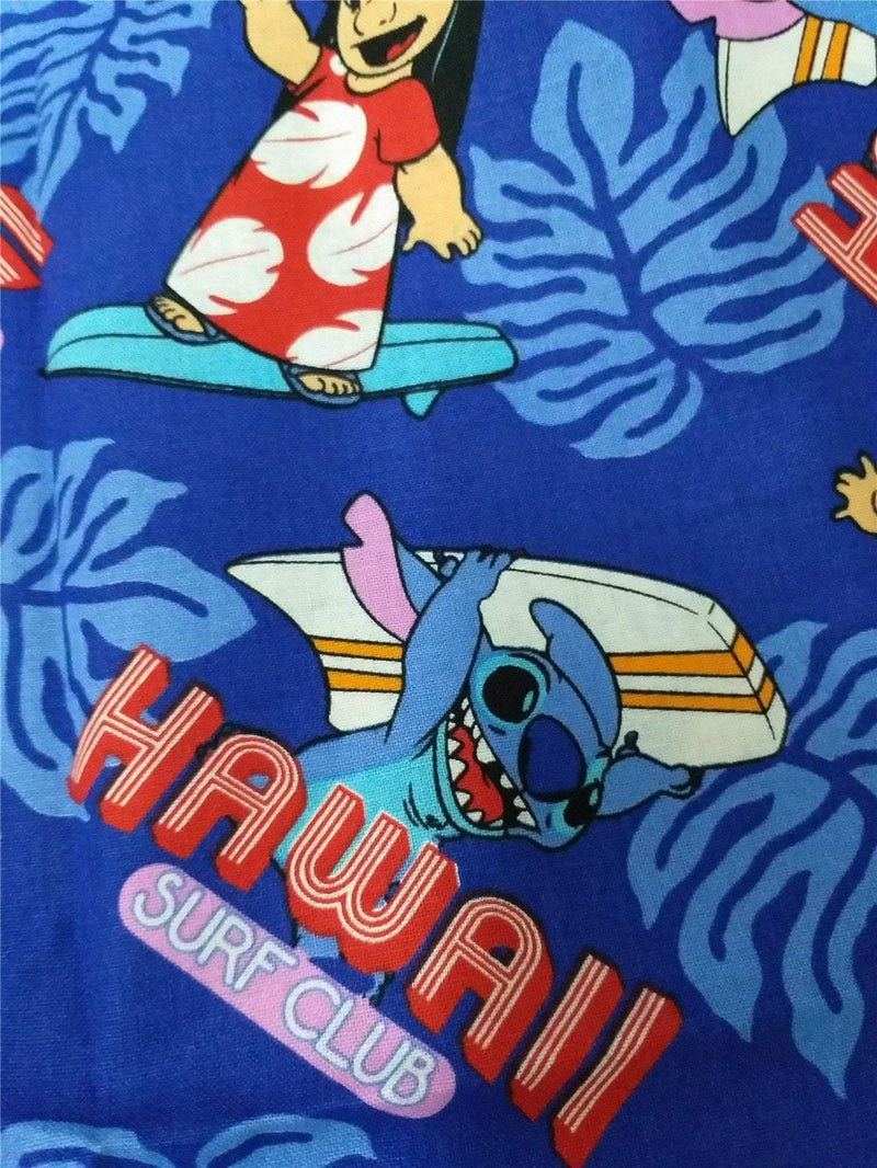 Stitch and Lilo Hawaii Surf Club! 1 Meter Medium Thickness  Cotton Fabric, Fabric by Yard, Yardage Cotton Fabrics for  Style Garments, Bags - fabrics-top