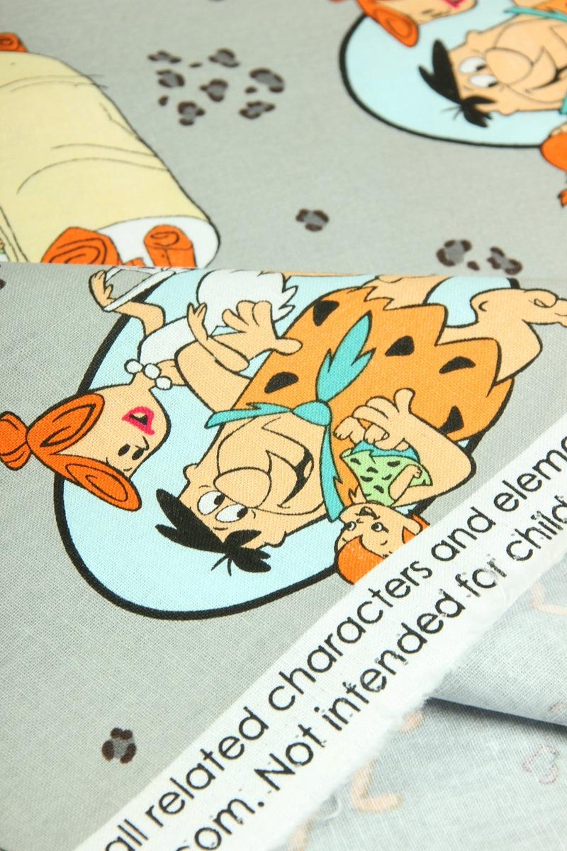 The Flintstones gray! 1 Meter Plain cotton fabric, Nordic wind printing fabric, clothing fabric, pure cotton, cartoon animation - fabrics-top