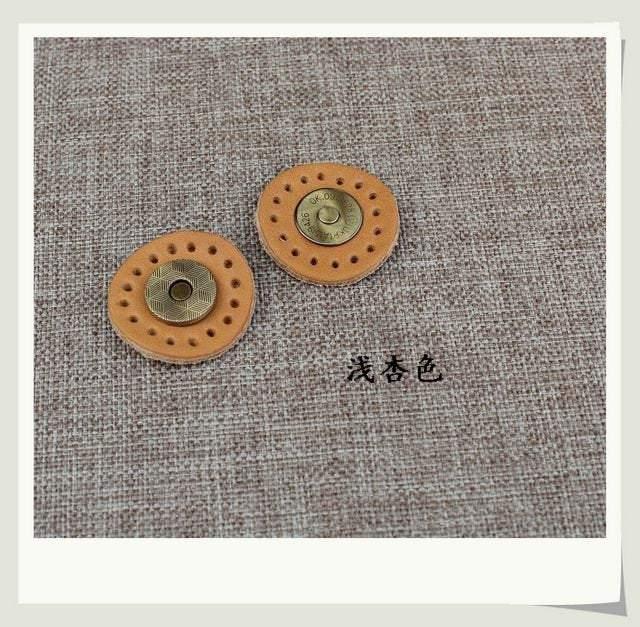5 Pairs of Color Leather Magnetic Buttons , 3cm Genuine Leather Covered, 9 colors available, Sewing-on Bag Leather Magnetic Button - fabrics-top