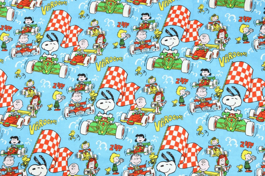 Snoopy Auto Racing 2 Colors! 1 Yard Plain Cotton Fabric, Fabric by Yard, Yardage Cotton Fabrics for Style Garments, Bags