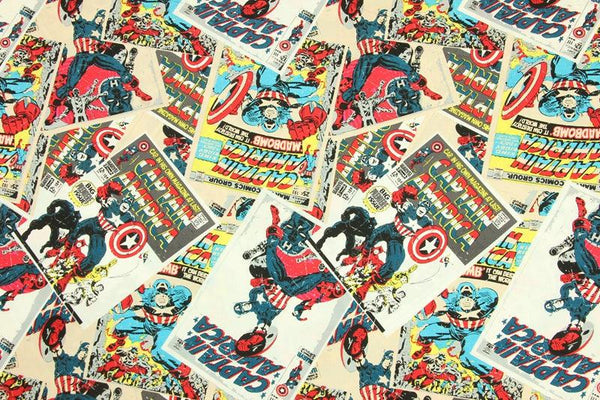 Captain America Comics ! 1 Meter Medium Thickness Printed Plain Cotton Fabric, Fabric by Yard, Yardage Batman Fabric