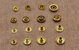 10 sets of Pure Brass 633/655/831/201 Snap Buttons, 1.0cm, 1.2cm,1.5cm, Pure Brass, For Leather Bags, Belt. - fabrics-top