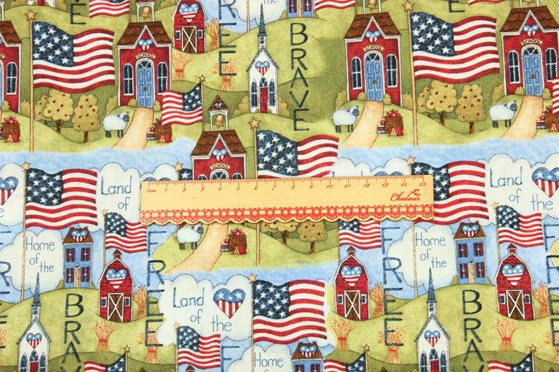 Land of the free, Home of the brave The Star-Spangled Banner! 1 Meter Medium Thickness Cotton Fabric by Yard, Yardage Cotton  202101 - fabrics-top