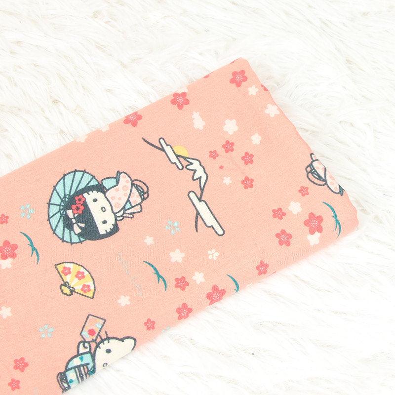 Hello Kitty in Japanese Kimono 2 Colors! 1 Meter Printed Polyester Fabric, Fabric by Yard, Yardage Fabrics, Children Fabrics, Kids, Japanese - fabrics-top