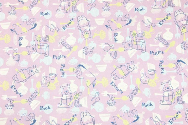 Winnie the Pooh and Friends pink! 1 Meter Medium Thickness  Cotton Fabric, Fabric by Yard, Yardage Cotton Fabrics for Garments, Bags Yellow