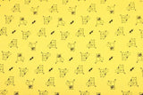 Pikachu Pocket Monster yellow! 1 Yard Light weight Thickness Plain Cotton Fabric, Fabric by Yard, Yardage Cotton Fabrics for  Style Japanese