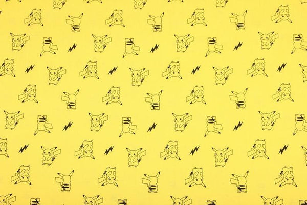 Pikachu Pocket Monster yellow! 1 Yard Light weight Thickness Plain Cotton Fabric, Fabric by Yard, Yardage Cotton Fabrics for  Style Japanese