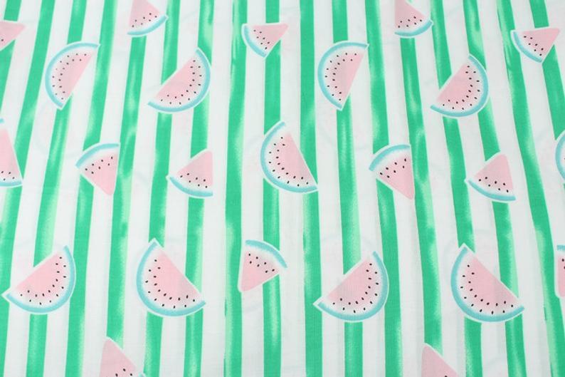 Water Melon and Pine Apples Fruit Stripes! 1 Meter Medium Thickness Plain Cotton Fabric, Fabric by Yard, Yardage Cotton Fabrics - fabrics-top