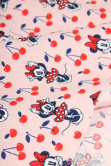 Minnie with Cherry pink! 1 Meter Light Weight  Cotton Fabric, Fabric by Yard, Yardage Cotton Fabrics for  Style Garment - fabrics-top