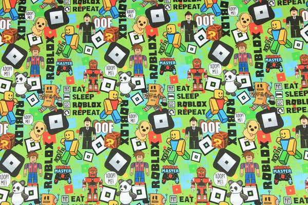 Game green 2 Prints! 1 Meter Printed Cotton Fabric, Fabric by Yard, Yardage Fabrics, Children  Kids - fabrics-top