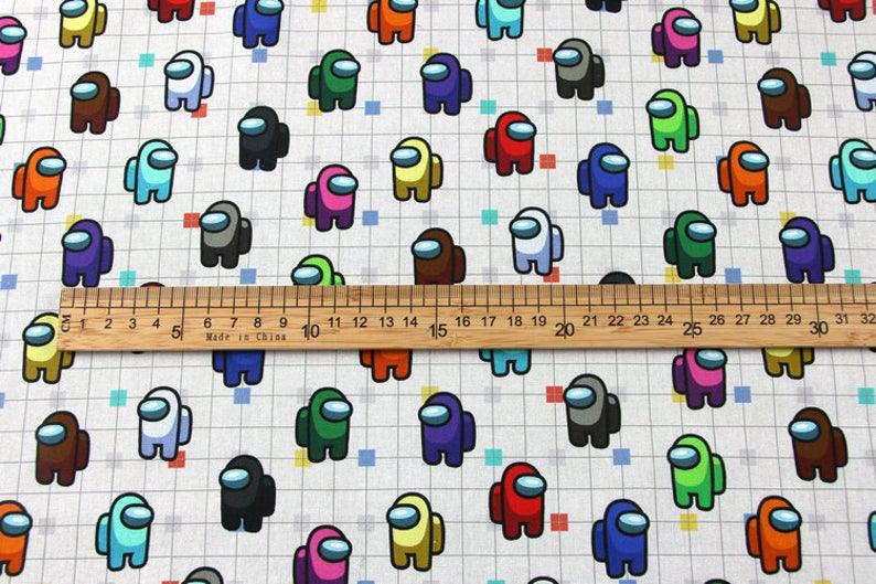 Among Us the game ! 1 Meter Medium Printed Cotton Fabric, Fabric by Yard, Yardage Cotton Bag Fabrics online Game, Crewmates, Impostorser - fabrics-top