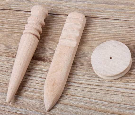 A Set (3pcs) of Leather Polishing Rod, Leather Handworking Tool, Made of Natural Beech Wood, Leather Trimming Tools, Polishing Wood