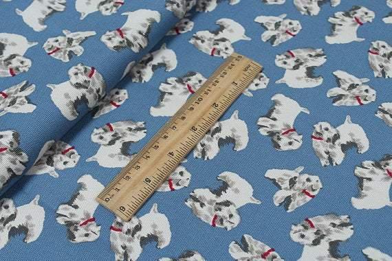 Billie the Puppy! 1 Meter Stiff Cotton Toile Fabric, Fabric by Yard, Yardage Cotton Canvas Fabrics for Bags English Style Dog - fabrics-top