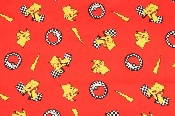 Pikachu Pocket Monster red! 1 Yard Medium Thickness Plain Cotton Fabric, Fabric by Yard, Yardage Cotton Fabrics for  Style Japanese