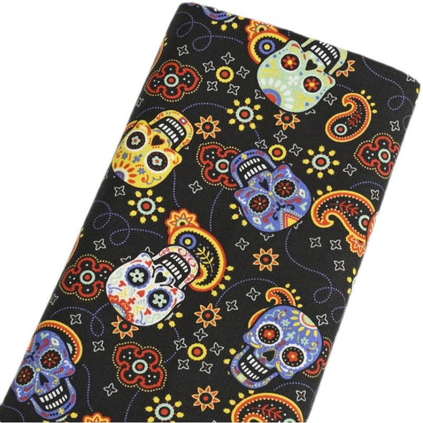 Skulls and Paisley! 1 yard Medium Thickness  Cotton Fabric, Fabric by Yard, Yardage Cotton Fabrics for  Style Garments, Bags