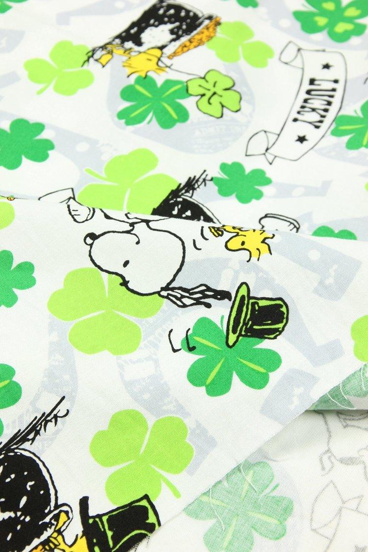 Lucky Snoopy with Shamrock Happy St Patrick's Day! 1 Meter Cotton Fabric, Fabric by Yard, Yardage Cotton Fabrics for  Style Garments, Bags - fabrics-top