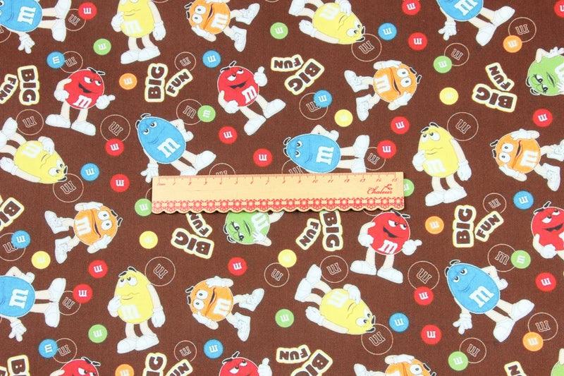 M&M's Chocolate Beans ! 1 Meter Medium Thickness Cotton Fabric, Fabric by Yard, Yardage Cotton Fabrics for Style Clothes, Bags - fabrics-top