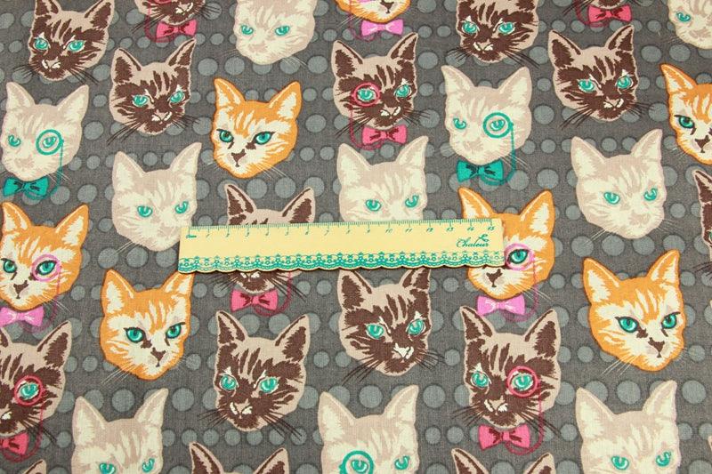 Cats gray dots! 1 Meter Medium Thickness Plain Cotton Fabric, Fabric by Yard, Yardage Cotton Fabrics for  Style Garments, Bags - fabrics-top