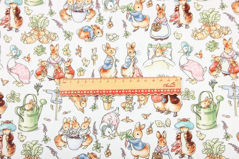 Peter Rabbit Series Drawing 5 Colors! 1 Meter Top Quality Printed Plain Cotton Fabric, Fabric by Yard,  Cotton Fabrics for  Style Clothing - fabrics-top