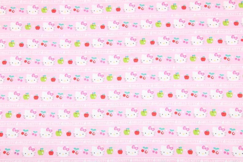 Hello Kitty Collection Stripes! 1 Meter Printed Plain Cotton Fabric, Fabric by Yard, Yardage  Bag Fabrics, Children Fabrics, Kids, Japanese - fabrics-top