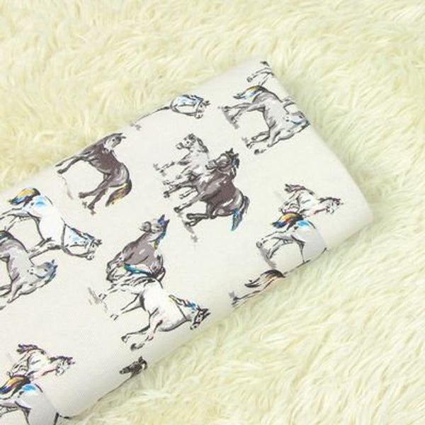 Horses! 1 Meter Stiff Cotton Toile Fabric, Fabric by Yard, Yardage Cotton Canvas Fabrics for Bags Cattle - fabrics-top