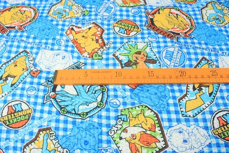 Pokemon Pikachu Blue! 1 Meter Medium  Thickness Cotton Seersucker Fabric, Fabric by Yard, Yardage Cotton Fabrics for  Style Garments, Bags - fabrics-top