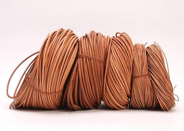 2 meters Round Genuine Leather Cord, Leather Rope, Leather Lacing, Natural Veg-tanned Color Diameter 1.5mm 2mm 3mm 4mm 5mm