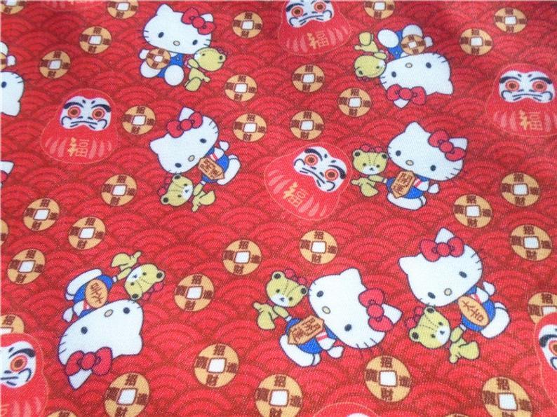 Hello Kitty Collection polyester Series! 1 Yard Stiff Polyester Twill Fabric by Yard, Yardage Polyester Canvas Fabrics Bags Kids Children - fabrics-top