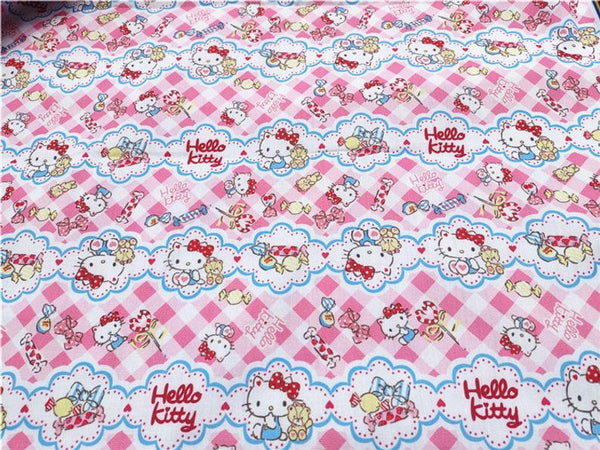 Hello Kitty Poly Pink Plaid! 1 Meter Light Weight Polyester Fabric, Fabric by Yard, Yardage Cotton Fabrics for  Style Garments, Mask Fabrics