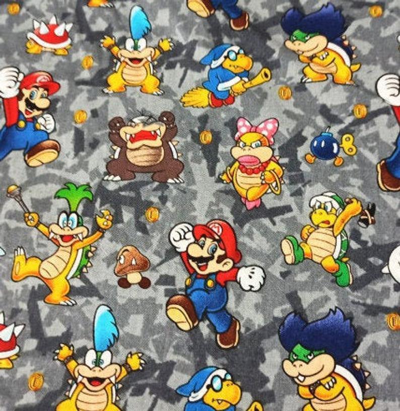 Super Mario and Monsters gray! 1 Meter Quality Medium Thickness Plain Cotton Fabric, Fabric by Yard, Yardage Cotton 202011 - fabrics-top