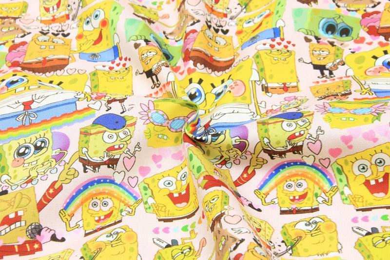 SpongeBob SquarePants rainbow! 1 Meter Plain cotton fabric, Printed fabric, clothing fabric, pure cotton, cartoon animation, Bob 2103 - fabrics-top