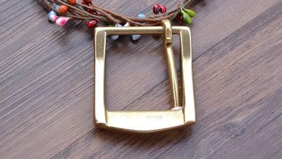 Solid Brass 1.5'' Belt Buckles for Men, Vintage handmade Style, 2 Models Available - fabrics-top