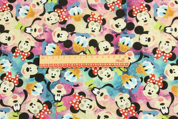 Mickey and Friends colorful ! 1 yard Printed Cotton Fabric for Bags, Clothings Craft Fabrics - fabrics-top
