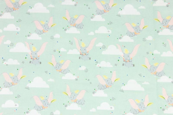 the little Flying Elephant Dumbo gray! 1 Meter Printed Cotton Fabric, Fabric by Yard, Yardage Fabrics, Children  Kids