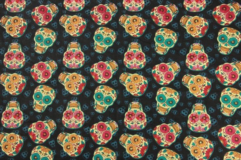 Skulls 2 Pattern! 1 Meter Medium Thickness  Cotton Fabric, Fabric by Yard, Yardage Cotton Fabrics for  Style Garments, Bags - fabrics-top