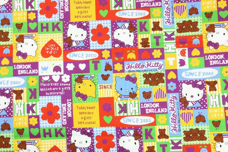 Hello Kitty Quality Prints Collection! 1 Meter Printed Cotton Fabric, Fabric by Yard, Yardage Bag Fabrics, Children Fabrics, Kids, Japanese - fabrics-top