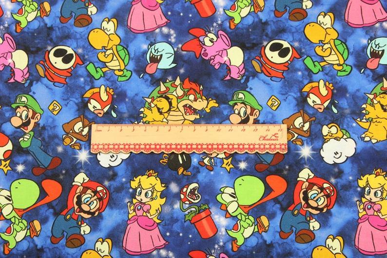 Super Mario and Friends 2 Colors! 1 Meter Top Quality Medium Thickness Plain Cotton Fabric, Fabric by Yard, Yardage Cotton 202010 - fabrics-top